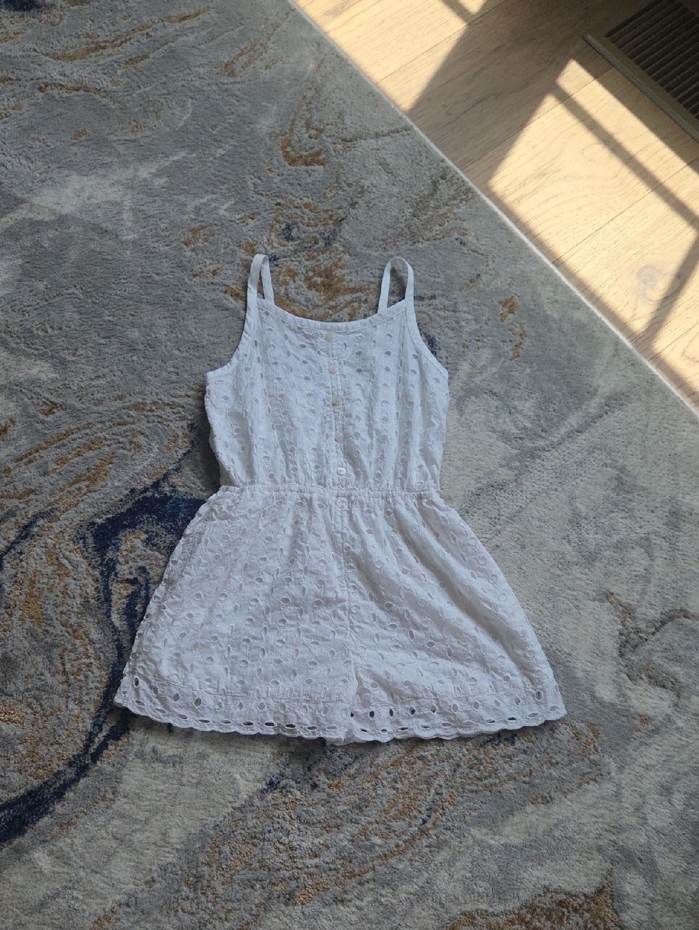 abercrombie kids White Cotton Romper with Eyelet Detail